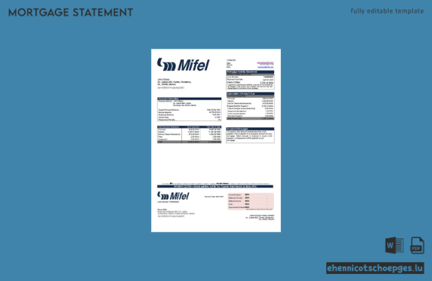 Mexikanische Banca Mifel Hypothekenabrechnung Word- und PDF-Beispielvorschau